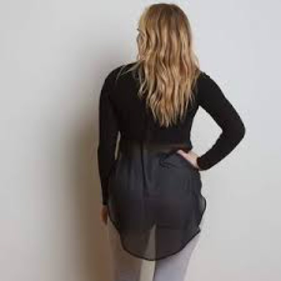 BEBE high low semi half sheer black sweater - Picture 2 of 9